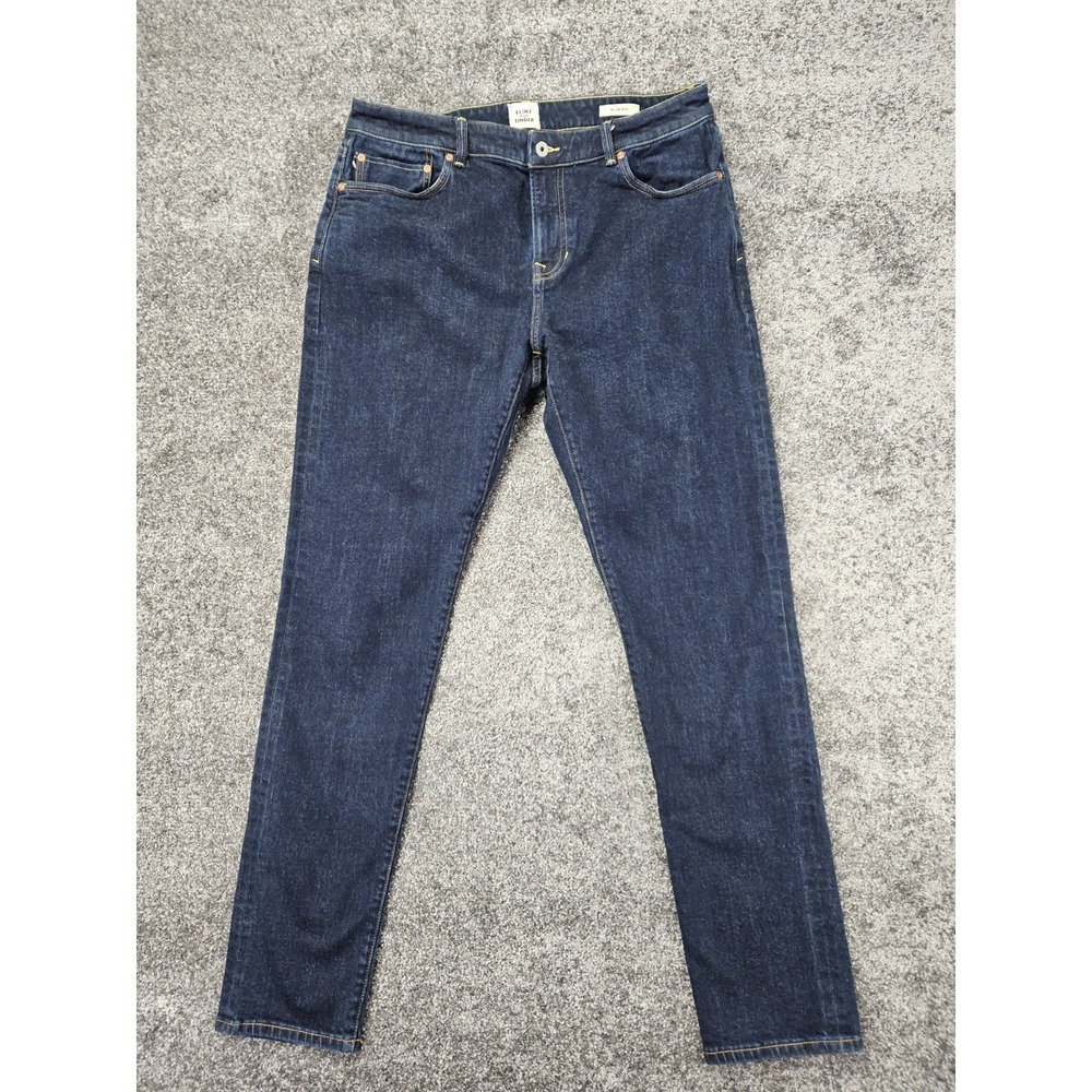 Flint and Tinder Jeans Mens 34x32 Blue Denim Selvedge Dark Wash Stretch Slim Fit